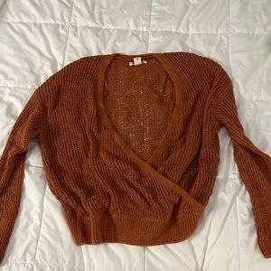 Rustic Orange Plunge Neck Sweater